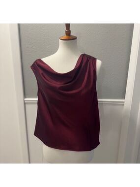 NWT A New Day Elegant Burgundy Women's asymmetrical sleeve Top Size M
